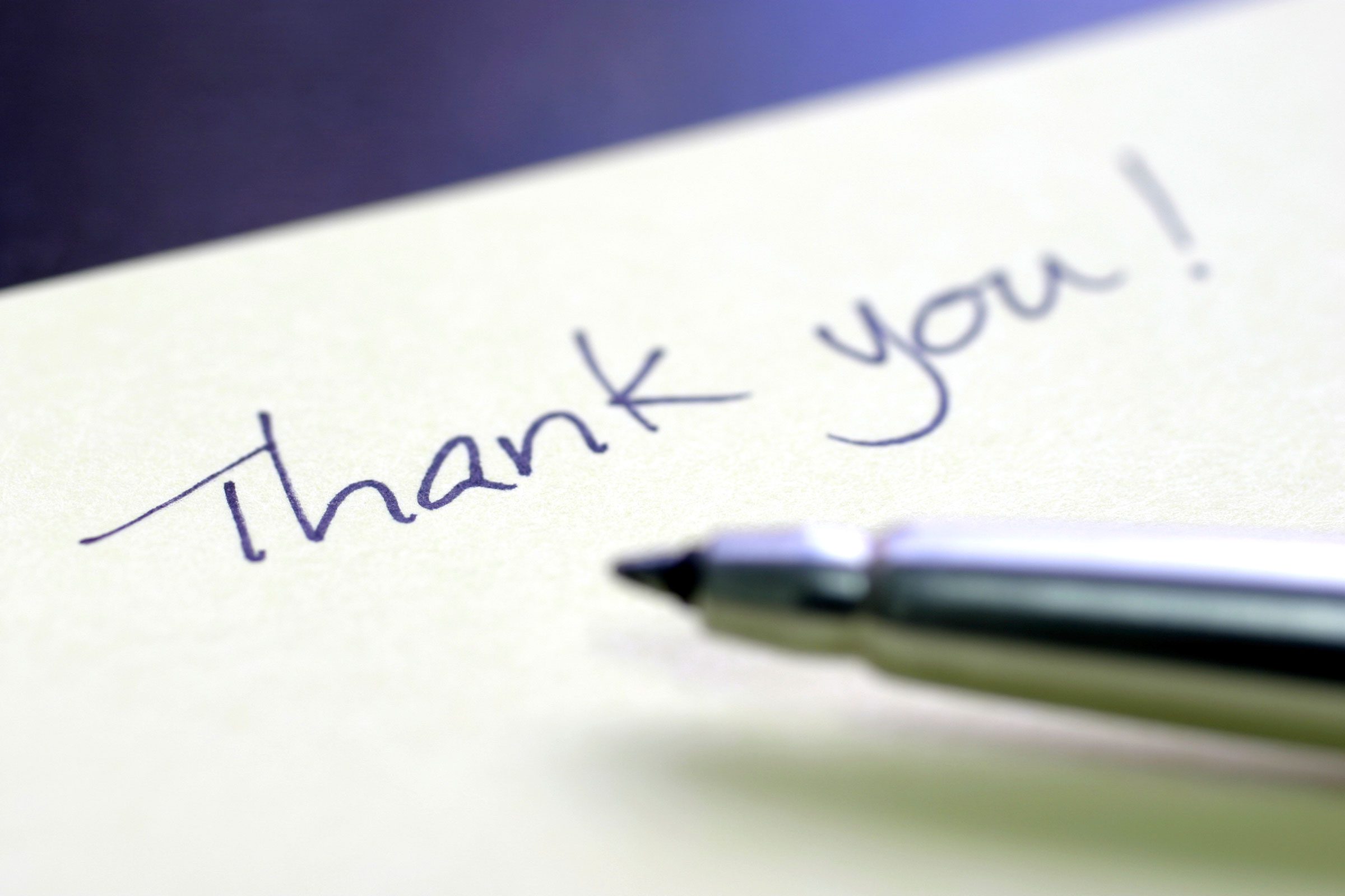 thank you note and pen