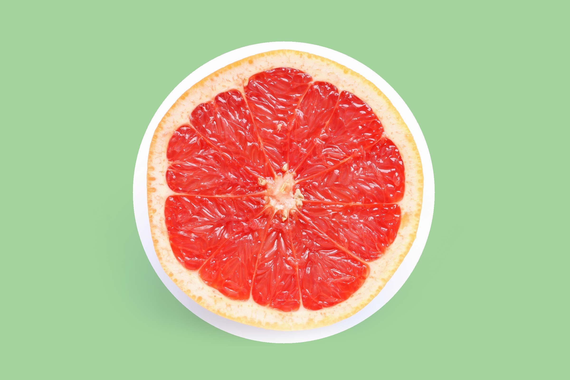 half of a ruby grapefruit